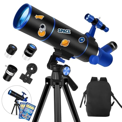 Dianfan Telescope for Kids & Adults, 80mm Aperture 500mm Professional Telescopes for Astronomy Adult, Portable Travel Telescope for Beginners with Tripod & Adapter, Stickers, Backpack