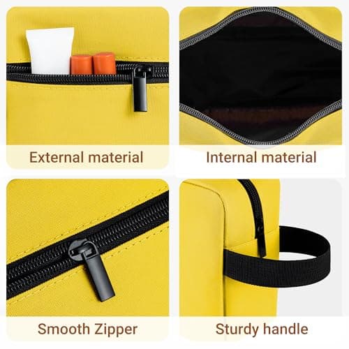 Elviros Travel Toiletry Bag for Women and Men, Lightweight Makeup Bag Hanging Dopp Kit with Shaving Compartment Cosmetic Organizer Small Tool Travel Essentials, Gifts for Men & Women, Bright Yellow — view 4