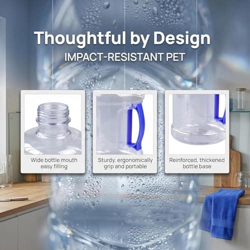 Baoblaze 3 Liters Reusable Water Bottle, Portable Water Jug with Strong Handle, Large Capacity Outdoor Container, Transparent Wide Mouth Easy Fill for Picnics Gym Car Travel, Clear Blue — view 3