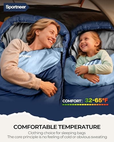 Sportneer Sleeping Bags for Adults - Kids Sleeping Bag 3-4 Season Lightweight Backpacking Sleeping Bag Cold Weather & Warm, Compact, Single Adult Girls Boys Camping Sleep Bag, 220×80cm, 2kg — view 4
