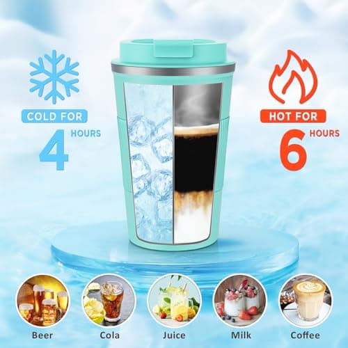 KETIEE Travel Mug Insulated Coffee Cup Stainless Steel 380ml with Leakproof Lid, Double Walled Coffee Travel Mug, Reusable Coffee Cups Travel, Coffee Mug for Hot Cold Drinks, T-Blue — view 2