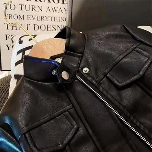 TTHVYE Faux Leather Jackets for Boys Girls Uk Kids Winter Coats Windproof Tops with Pockets Zip Up Waistcoat Solid Color Children Outerwear Active Athletic Biker Walking Hiking Age 1-14 Years — view 5