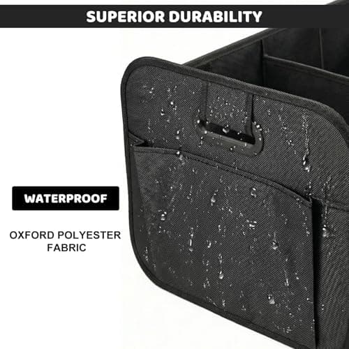 Car Boot Organiser - Foldable Car Boot Bag Car Trunk Organizer Storage Collapsible Trunk Organizer for most Cars, Waterproof Multi-Compartment Collapsible with Reinforced Base, Strong Handles(Black) — view 5