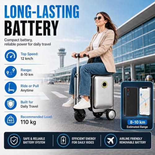 Smart Electric Luggage,Aluminum Ride-On Suitcase With 5.5-Inch black — view 2