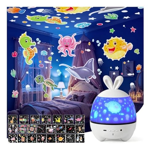 Arrytoy Sensory Light Projector,Baby Night Light Projector,Bedroom Decor Rechargeable Star Projector -23 Sets of Films & 360° Rotating &4 Light Modes, Birthday/Christmas/Easter Gifts for Girls & Boys