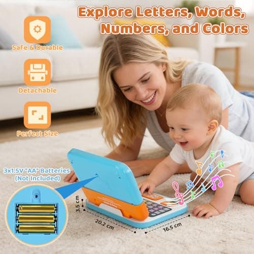 Dreamon Kids Laptop 2-in-1 Toy Laptop Computer for Toddler Children Detachable Kids Tablet with Alphabet Music Lights Sounds Educational Montessori Toys for 12M+ 1 2 3 Years Old — view 6