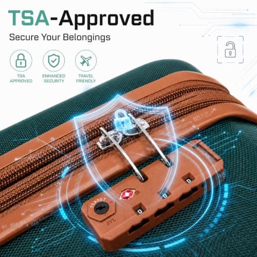 CONCEPTEN Expandable Hardshell Luggage Set 5 Piece, 22x14x9 Airline Approved Carry On, 20/24/28" Suitcase Set with TSA Lock, Spinner Wheels, ABS+PC (Teal) — view 3