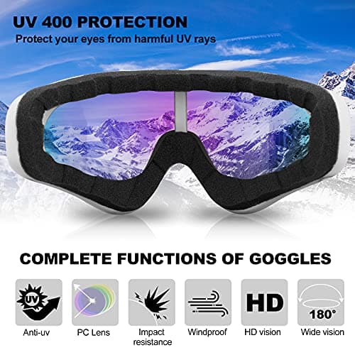 SixYard Ski Goggles, Motorcycle Goggles, 3 Pack Snowboard Snow Goggles for Men Women Adult Youth (Style 2) — view 5