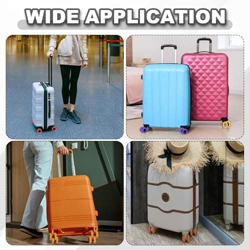 YELARXI Luggage Wheel Protection Cover, Wear Resistant Anti Noise Silicone Suitcase Protective Covers, 8Pcs &Burgundy &Wavy Pattern-Fitting for 2.2-2.6" Spinner Wheel Suitcases Travel — view 6