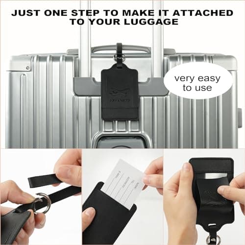 flintronic Travel Luggage Tags, 2PCS Baggage Labels, Suitcase ID Tags, Handbag Tag Labels, Luggage Suitcases Tags for Preventing Loss of Bags and Suitcases-Black — view 4