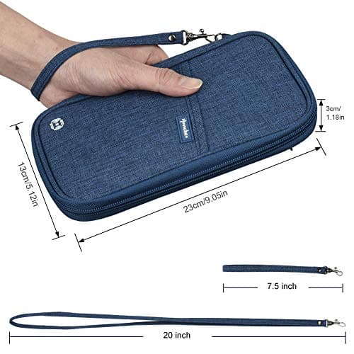 homchen RFID Blocking Travel Passport Wallet Holder, Document Organiser Case Credit Card Holders for Men and Women (RFID-DarkBlue) — view 3