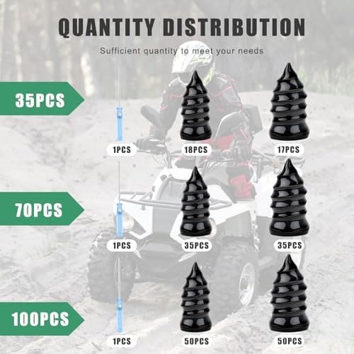BOUBONI 35/70/100 Pcs Tire Repair Rubber Nail Self Tapping Tyre Repair Screws Tools for Trucks Motorcycles Cars and Other Vacuum Tire Vehicles (35) — view 2