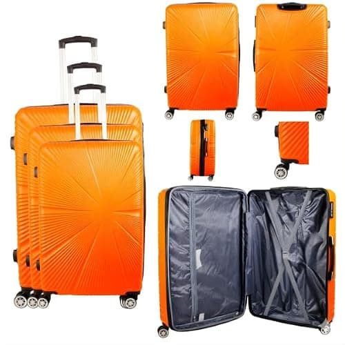 Set of 3 Pcs Luggage Hard Shell Suitcase, Orange