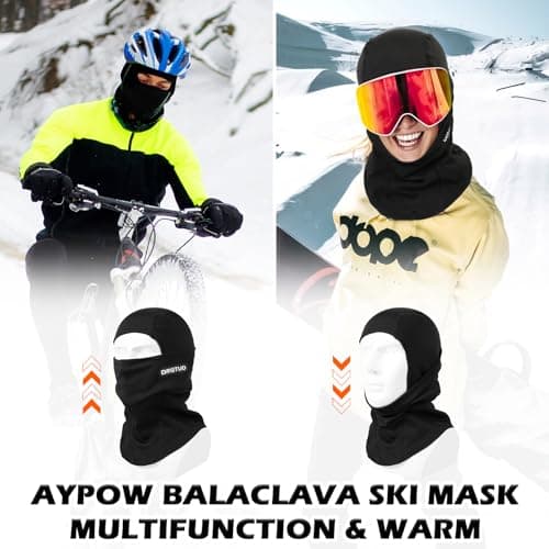 AYPOW Balaclava Winter Thermal Ski Mask, Windproof Face Mask with Warm Fleece Lined Motorcycle Bicycle Balaclava Ski Snood Neck Warmer Unisex for Outdoor Sports Skiing Snowboarding Orange — view 4