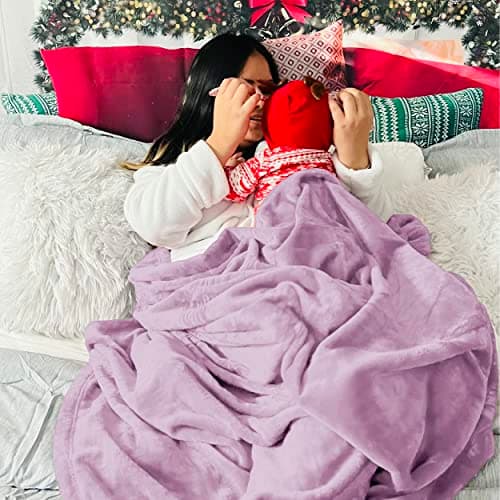 Bedsure Fleece Throw Blanket for Bed - Flannel, Light Purple, 150x200 cm — view 5