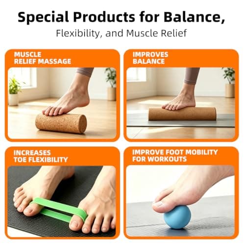 Balance Board for Adults, Cork Wobble Board with Massage Roller, Ball & Toe Stretch Bands, Improve Balance, Ankle Stability, Foot Strength and Core Training for Home Fitness & Physical Therapy — view 2