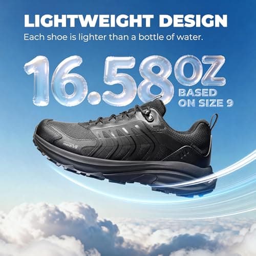 NORTIV 8 Men's Waterproof Lightweight Hiking Shoes,Size 9,All Black — view 5