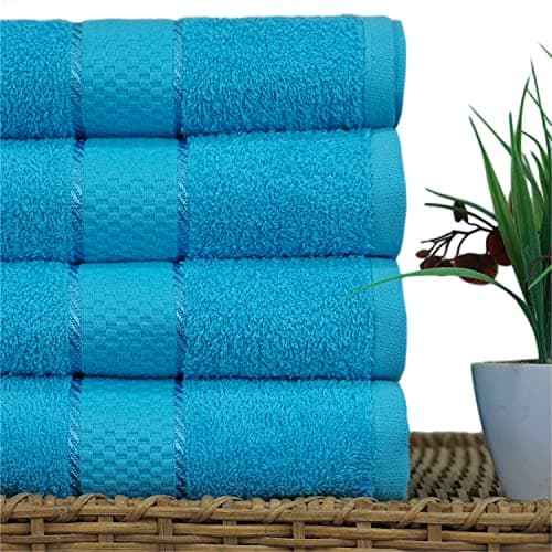 Casabella Pack of 2 Large Jumbo Bath Sheets 100% Egyptian Combed Cotton Big Beautiful Towels (2 Bath Sheet, Teal) — view 4