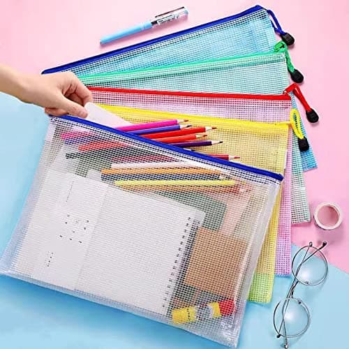 A5 Plastic Wallets File Folder Zip Lock Bags Document Wallet File Zipper Bags for Office Home School Supplies 5Pcs — view 5