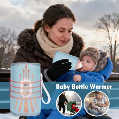 USB Bottle Warmer For Travel - Baby Bottle Warmer Sleeve, Baby Feeder Heater, Electric Feeder Bag With Digital Display | Constant Temp Milk Heater For Parent Long Trip Travel Winter Outing, 8x14cm — view 3