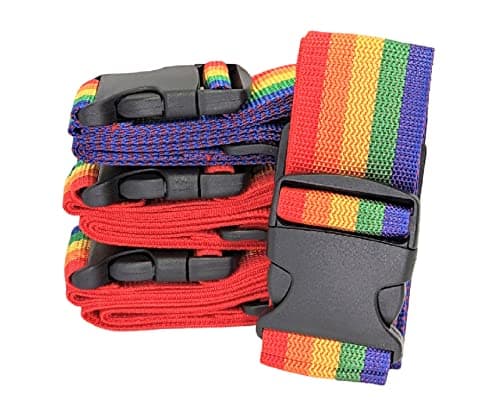 4x MIDHILL Heavy Duty Luggage Straps for Suitcases Packing Belts Travel Accessories Adjustable Bag Strap (Rainbow)