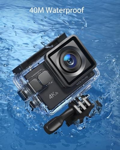 WOLFANG Action Camera GA100 4K 30FPS 20MP Underwater Camera Waterproof 40M, WiFi Videocamera with Dual Mic, 170° Wide Angle, EIS Anti-shake, Various Accessories — view 4
