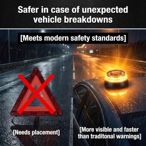 3-Mode Strobe Light & V16 Emergency Light Spain | Magnetic Weatherproof LED Flashing Beacon. Roadside Breakdown Hazard Lamp For Car Truck Motorcycle: Europe Auto Traffic Safety Travel Rescue Kit — view 2
