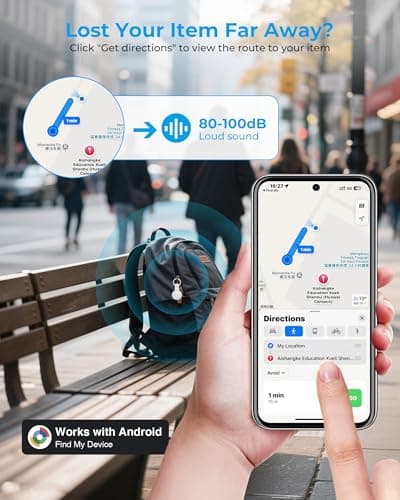 Android Tracker Tag 2 Pack, Smart Tag Bluetooth Key Finder Work with Google Find My (Android Only), Item Locator for Luggage, Bags, Pets, Wallet, Replaceable Battery (White) — view 5