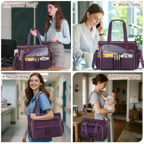 RAINSMORE Laptop Tote Bags for Women 15.6 inch Ladies Teacher Work Bags — view 6