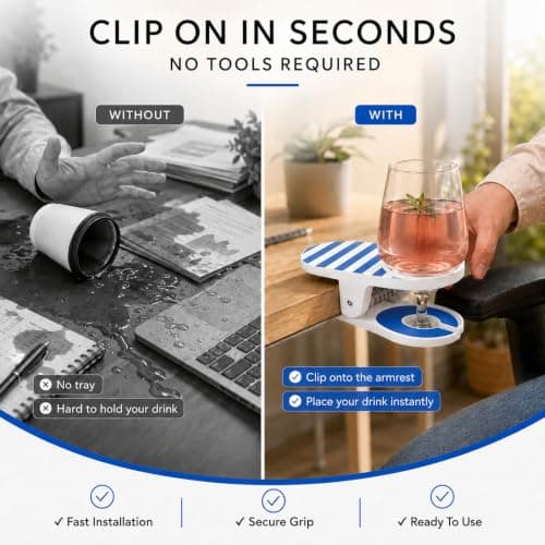 Clip On Cup Holder, Clamp On Cup Holder for Chair, Beach Chair Cup Holder Portable Drink Holder with Strong Clamp for Desk Table Pool, Cruise Outdoor Use (Blue) — view 4