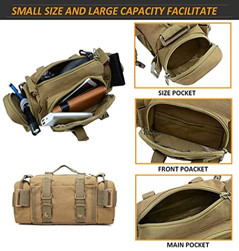 Tactical Duffel Bags for Men, 3P Military Molle Waist Fanny Packs EDC Utility Pouch Crossbody with Shoulder Strap Hand Carry — view 6