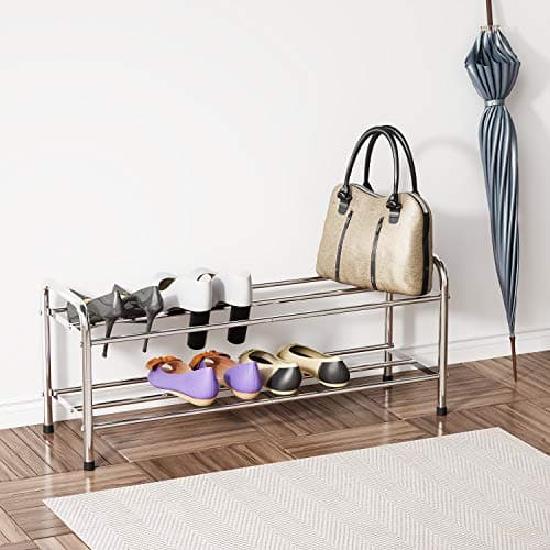 FANHAO 2-Tier Stainless Steel Shoe Rack, Up to 8-Pair Storage Shelf — view 2