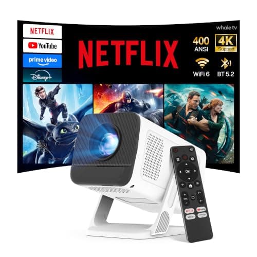 [Officially Licensed App] WEMI Smart Mini Projector for Bedroom, WiFi 6 & Bluetooth 5.4, Native 720P Supported 4K 1080P, Portable Outdoor Wireless LED Video TV Home Cinema Movie for Phone & Ceiling