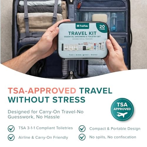 TrekTote 20-Piece Men's Travel Toiletry Kit offers TSA Approved Hygiene Essentials in a Convenient Traveling Accessories Set. — view 4