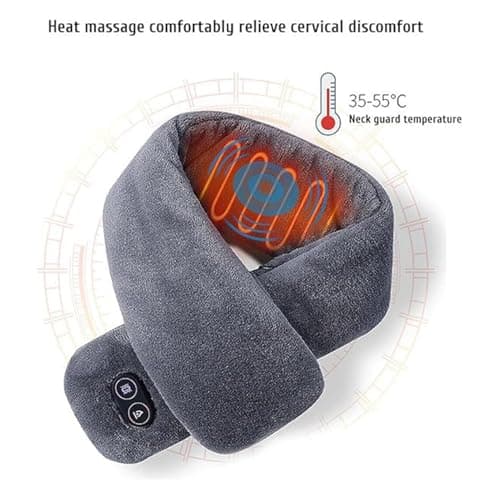 Neck Heating Pad with Massage, USB Heated Scarf for Women Men, Electric Neck Warmer 3 Levels Heat Settings, Ladies Winter Scarves for Travel Hiking Fishing Camping Skiing Running — view 3