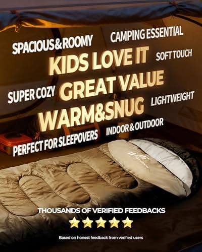 Sportneer Sleeping Bags for Adults - Kids Sleeping Bag 3-4 Season Lightweight Backpacking Sleeping Bag Cold Weather & Warm, Compact, Single Adult Girls Boys Camping Sleep Bag — view 5
