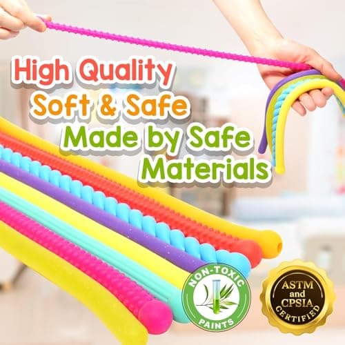 JoyJoyful Fidget Toys for Kids Adults, 6 Pack Stick Sensory Toys for Autism, Textured Squishy Toys for Special Needs Autistic, Adhd Anxiety Stress Toy — view 3
