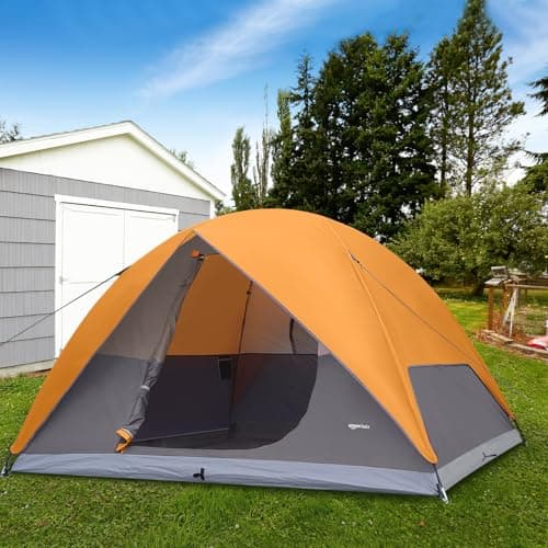 Amazon Basics Dome Camping Tent with Rainfly and Carry Bag, 3-Season Easy Set-Up Tent, 6 Person, Orange And Grey — view 6