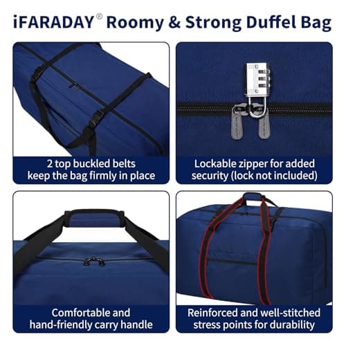 ZZY 110L Extra Large Duffle Bag Lightweight - Oversized Foldable Holdall Storage Bag for Travel, Outdoor, Camping, Sport (Navy Blue) — view 3