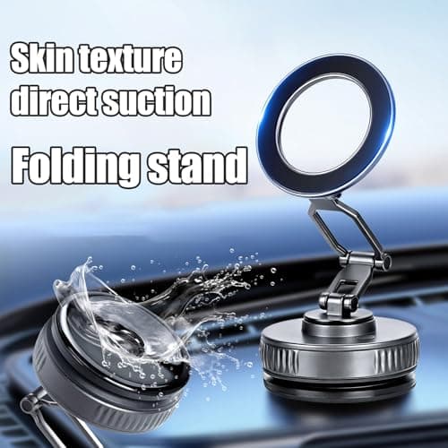 Quentis Mobile Phone Holder Car with Foldable Arm – No Residue Adhesive Car Phone Mount for Dashboard Leather, Strong Gel Universal Phones Holder for Navigation Black — view 2