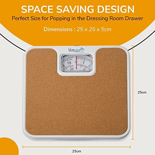 Blue Canyon Mechanical Z Series Bathroom Scales| Measure Body, Luggage Weight| Maintain Fitness| kg/lb Unit Readings| 125kg Max Capacity| High-Precision Mechanics| Accurate Bathroom Scale (Cork) — view 6