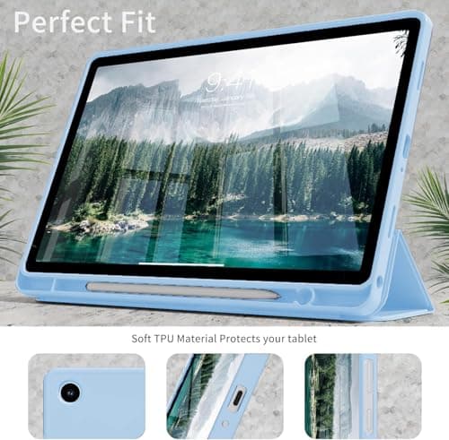 YRH Case for Samsung Galaxy Tab A11 Plus 2025, 11 inch, with Pen Holder, Auto Sleep/Wake, Soft TPU Protective Tablet Cover (Sky Blue) — view 5