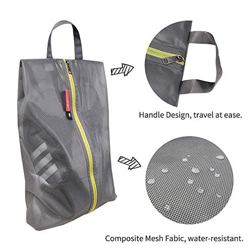 pack all Plus-Sized Shoe Bags for Travel, Water Resistant Shoe Pouch, Grey — view 6