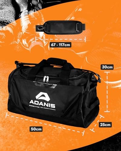 Adanis Gym Duffle Bag for Men & Women – Water-Repellent Sports Bag with Multiple Compartments, Breathable Side Mesh Pockets, Heavy Duty Zippers, Built for Every Workout – 50×30×25 cm — view 5