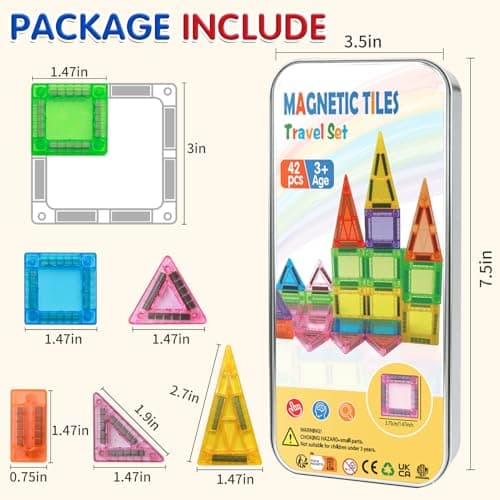 katietoy Mini Magnetic Tiles Travel Set Kids Airplane Activities Games — view 4