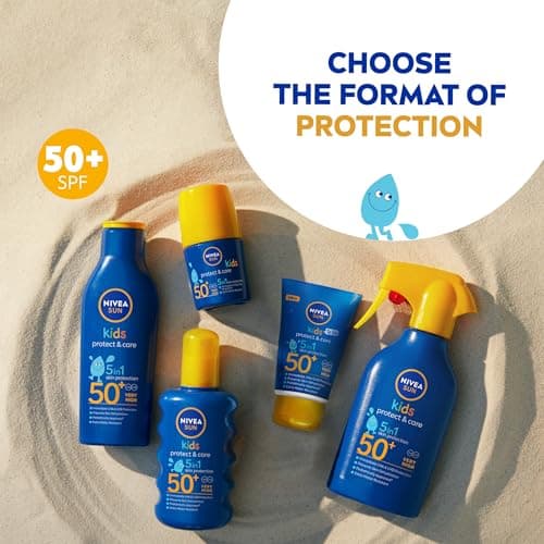 NIVEA Sun Kids Protect & Care To Go SPF 50+ Lotion (50ml), Moisturising Kids Sun Cream Immediately Protects Delicate Skin Against Sunburn and Long-Term UV Damage, Fast-Absorbing No White Cast Formula — view 4