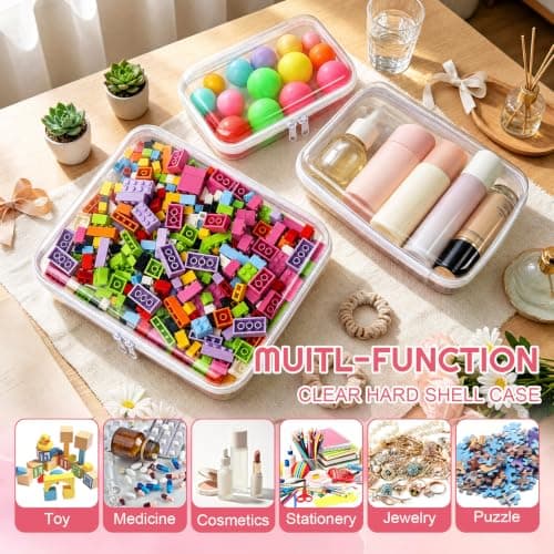 3PCS Clear Hard Shell Zipper Cases, Waterproof Travel Toiletry Toys Bags — view 5