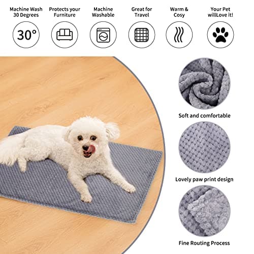 GLAITC Fluffy Dog Blanket 3 Pcs Flannel 45x65cm Washable Cat Soft and Warm Pet Blankets for Rabbits Dogs Small, Sofa, Car, Travel, Keep Pets (Khaki, white, grey) — view 3