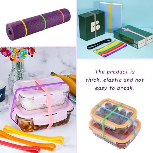 SYEYCW 20 Pcs Large Silicone Elastic Bands, Thick Elastic Bands, Colorful Rubber Bands, Elastic Rubber Wrapping Bands, for Office Supply, File Folders, Books, Art, School, Home, Cooking, Wrapping — view 5