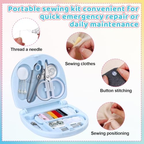 12 Pieces Mini Portable Sewing Kit Compact Emergency Clothes Repair Set — view 4